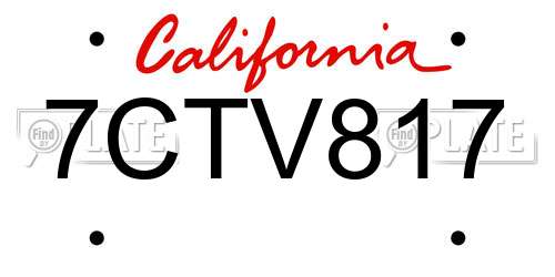 7CTV817 California License Plate