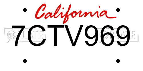 7CTV969 California License Plate