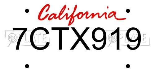 7CTX919 California License Plate
