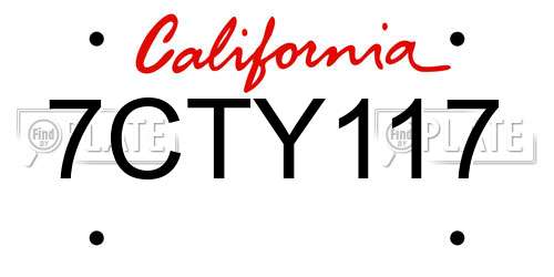 7CTY117 California License Plate