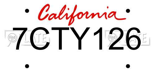 7CTY126 California License Plate