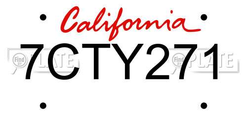 7CTY271 California License Plate