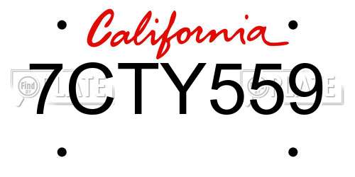 7CTY559 California License Plate