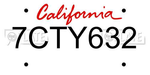 7CTY632 California License Plate