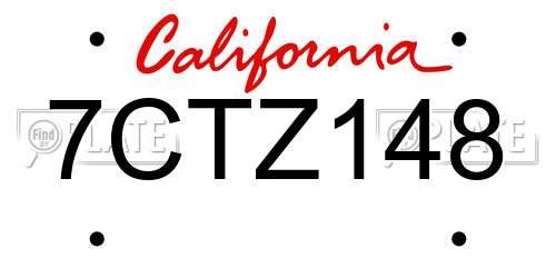 7CTZ148 California License Plate