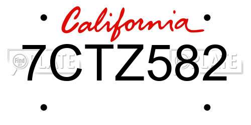 7CTZ582 California License Plate