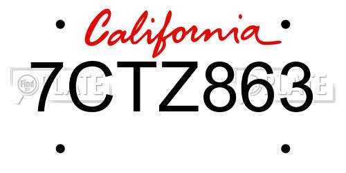 7CTZ863 California License Plate