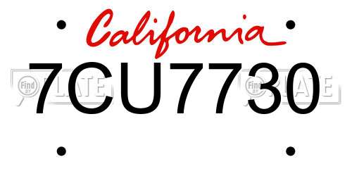 7CU7730 California License Plate