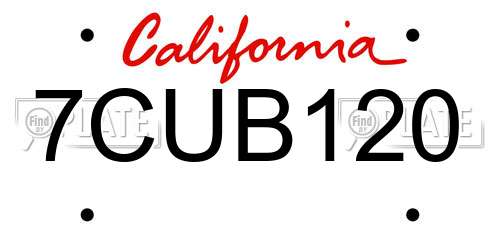 7CUB120 California License Plate