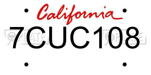 7CUC108 California License Plate