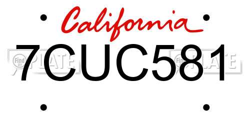 7CUC581 California License Plate