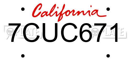 7CUC671 California License Plate
