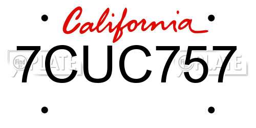 7CUC757 California License Plate
