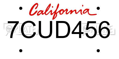 7CUD456 California License Plate