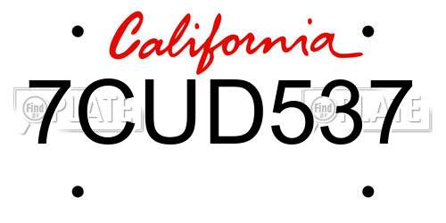 7CUD537 California License Plate