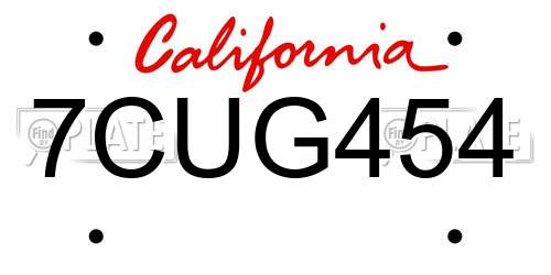 7CUG454 California License Plate