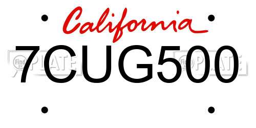 7CUG500 California License Plate