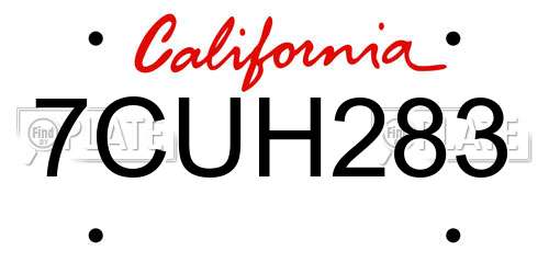 7CUH283 California License Plate