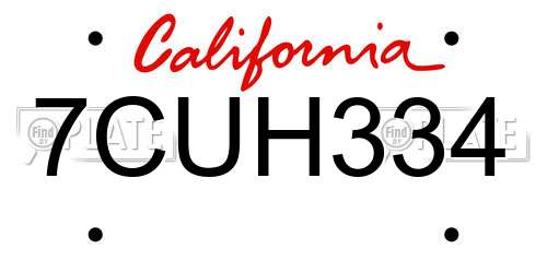 7CUH334 California License Plate
