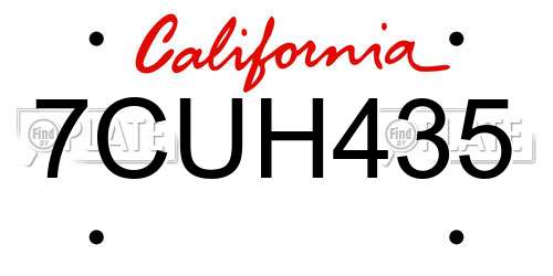 7CUH435 California License Plate