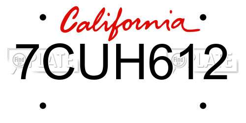 7CUH612 California License Plate