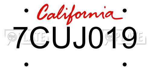 7CUJ019 California License Plate