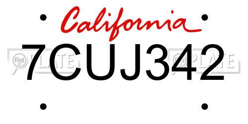 7CUJ342 California License Plate