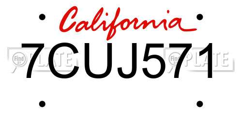 7CUJ571 California License Plate