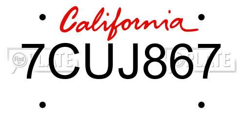 7CUJ867 California License Plate