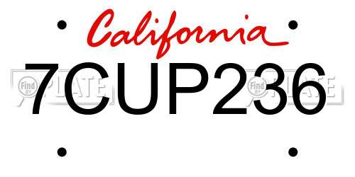 7CUP236 California License Plate