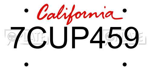 7CUP459 California License Plate