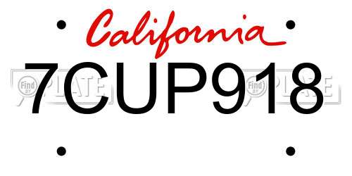 7CUP918 California License Plate