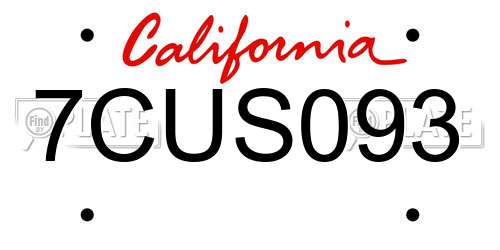 7CUS093 California License Plate