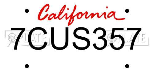 7CUS357 California License Plate