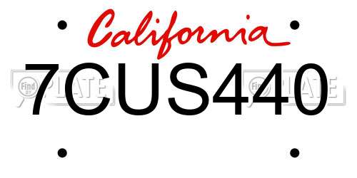 7CUS440 California License Plate