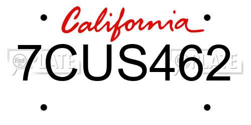 7CUS462 California License Plate