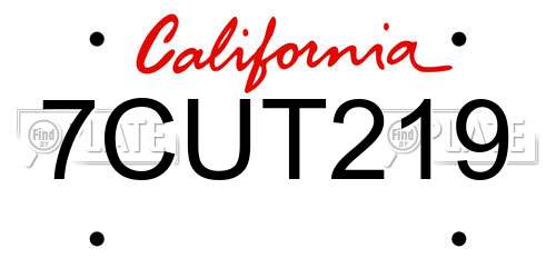 7CUT219 California License Plate