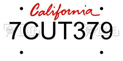 7CUT379 California License Plate