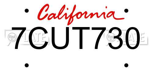 7CUT730 California License Plate