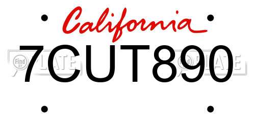 7CUT890 California License Plate