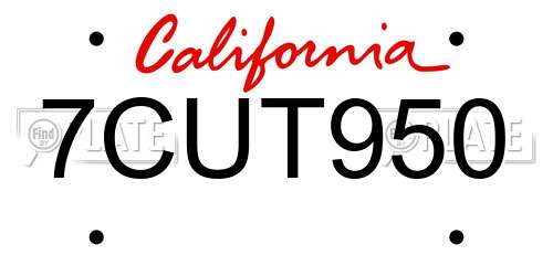 7CUT950 California License Plate