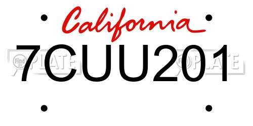 7CUU201 California License Plate
