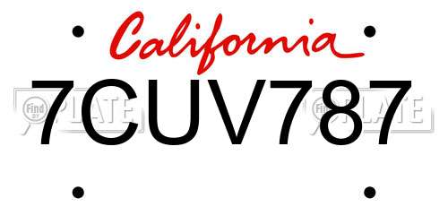 7CUV787 California License Plate