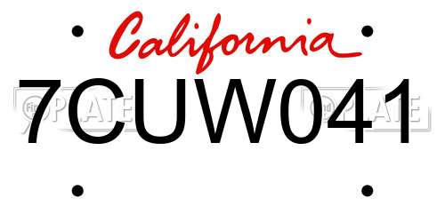 7CUW041 California License Plate