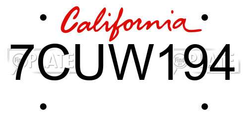 7CUW194 California License Plate