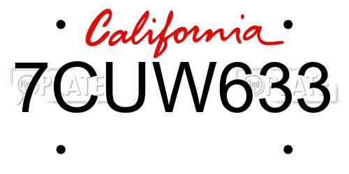 7CUW633 California License Plate