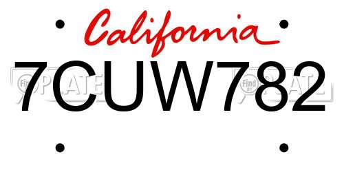 7CUW782 California License Plate