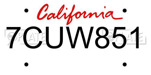7CUW851 California License Plate