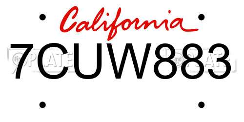 7CUW883 California License Plate