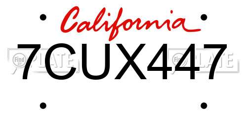 7CUX447 California License Plate